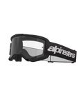 Alpinestars Vision 3 Wordmark Brille, Motocross-Schutzbrille, Schwarz und Klar, mit auffälligem weißem Alpinestars-Branding auf dem Band, klarer Linse mit „ONE GOAL. ONE VISION.“ Schriftzug und minimalistischem Rahmendesign