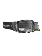 Alpinestars Vision 8 Amber Roll-Off Motocross-Schutzbrille in Schwarz und Silber mit Roll-Off-System und klarer Scheibe.