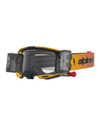 Alpinestars Vision 8 Amber Roll-Off Schutzbrille, gelb-schwarze Motocross-Brille mit klarer Scheibe und Roll-Off-System.