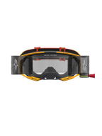 Alpinestars Vision 8 Amber Roll-Off Motocross-Schutzbrille, Gelb und Rot, klares Glas mit Roll-Off-System.