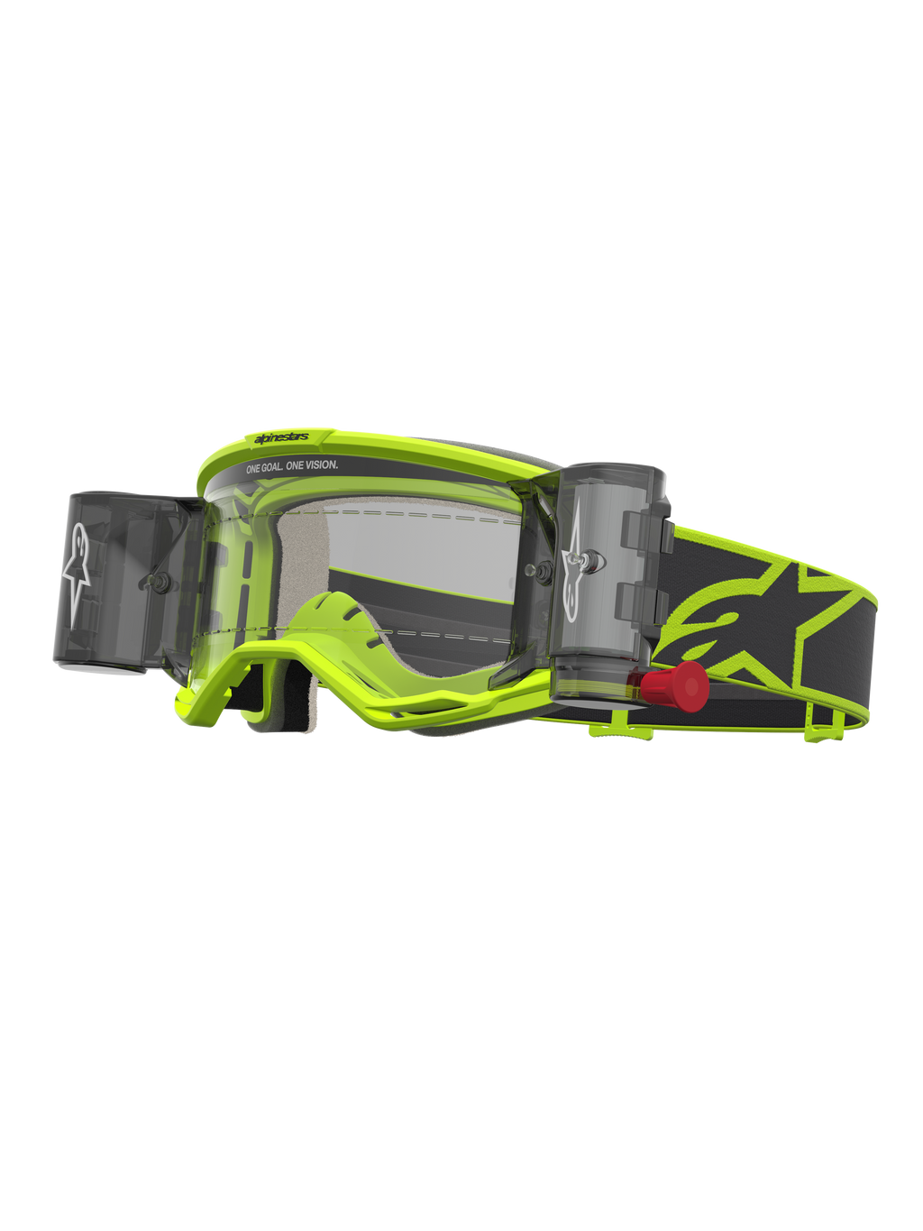 Alpinestars Vision 5 Schutzbrille Rora Roll-Off, Gelb Fluo und Schwarz, klare Scheibe mit integriertem Roll-Off-System