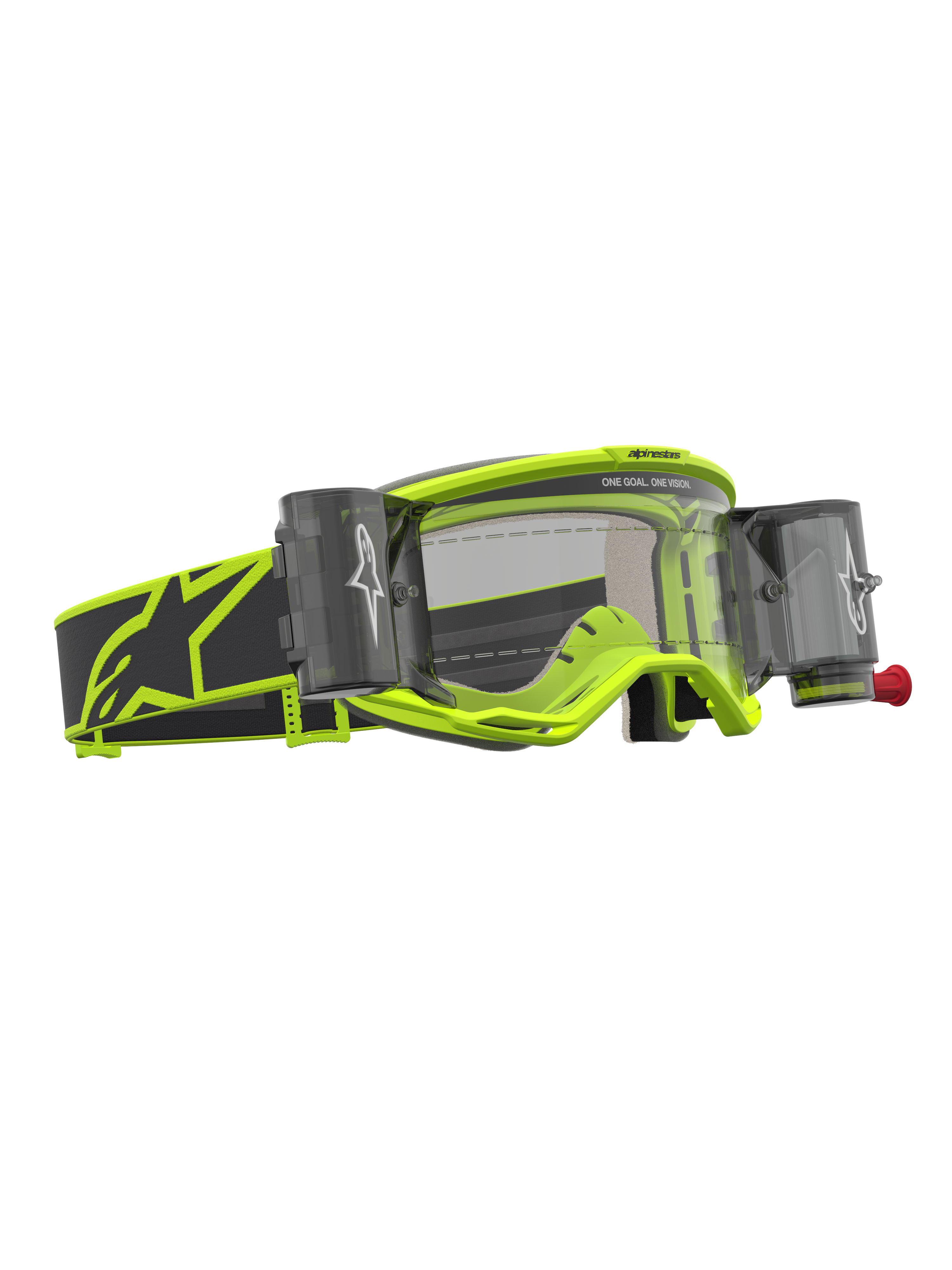 Alpinestars Vision 5 Rora Roll-Off Schutzbrille, Gelb Fluo und Schwarz, Motocross-Brille mit klarer Scheibe und Roll-Off-System.