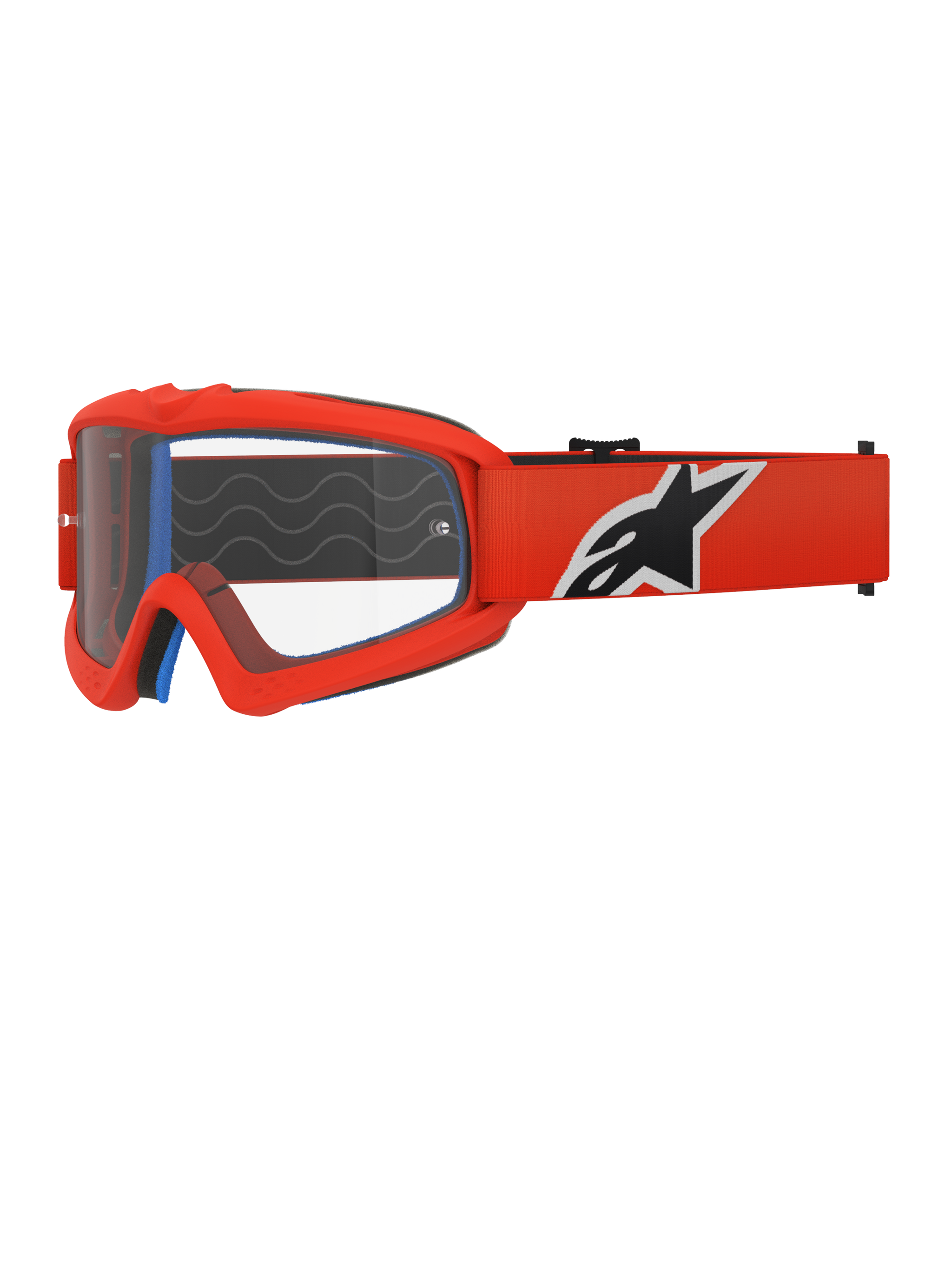 Alpinestars Vision Youth Corp Goggles, Motocross Goggles, Orange and Clear, featuring an orange frame and wide strap with a bold black and white logo, clear anti-fog lens, designed for youth riders and off-road racing.
