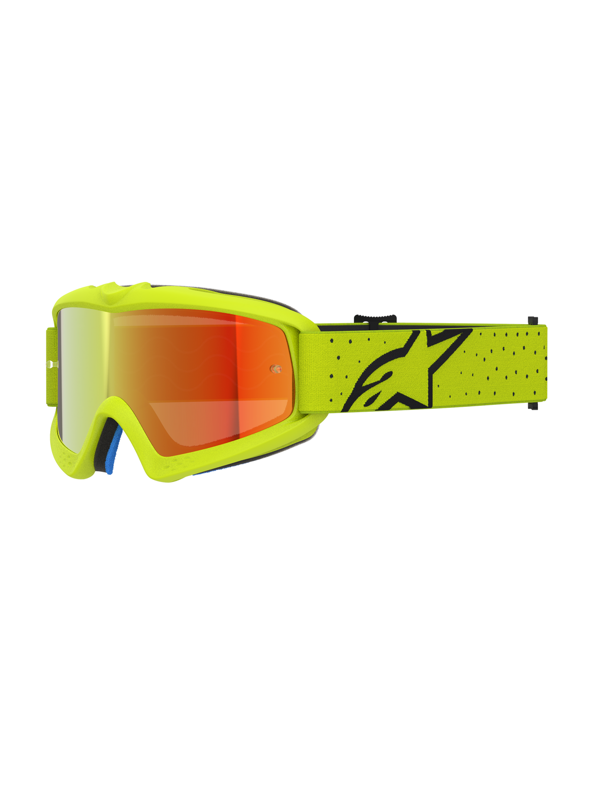 Alpinestars Vision Jugend-Schutzbrille Vesta, Motocross-Brille, Gelb Fluo und Schwarz mit roter Spiegellinse, CE-zertifiziert.