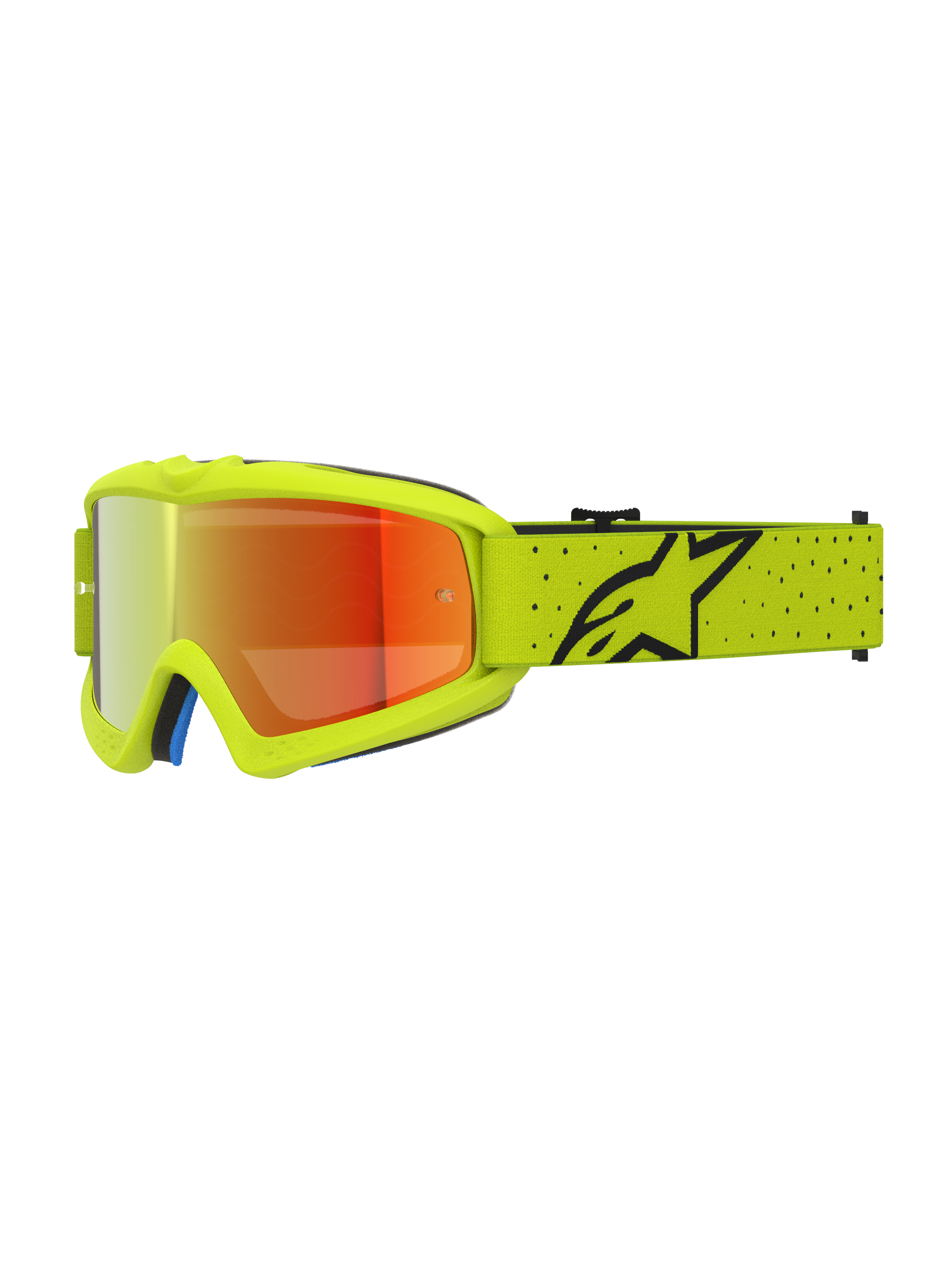 Alpinestars Vision Jugend-Schutzbrille Vesta, Motocross-Brille, Gelb Fluo und Schwarz mit roter Spiegellinse, CE-zertifiziert.