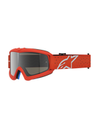 Alpinestars Vision Jugend-Schutzbrille Vesta, Motocross-Schutzbrille in Orange mit silberner Spiegellinse und weißem Stern-Logo.