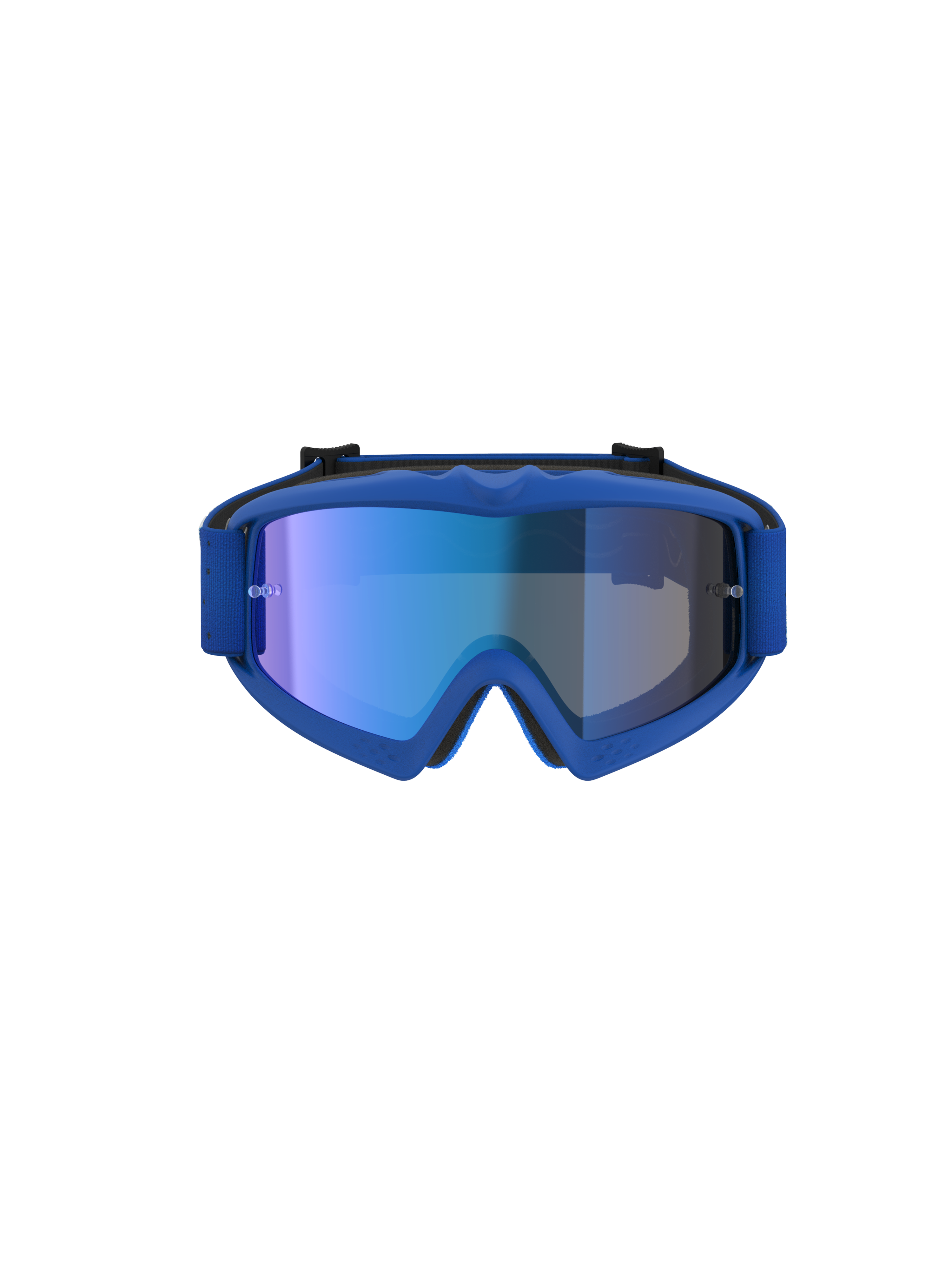 Alpinestars Vision Jugend-Schutzbrille Vesta, blaue Motocross-Brille mit blau verspiegelten Anti-Beschlag-Linsen.