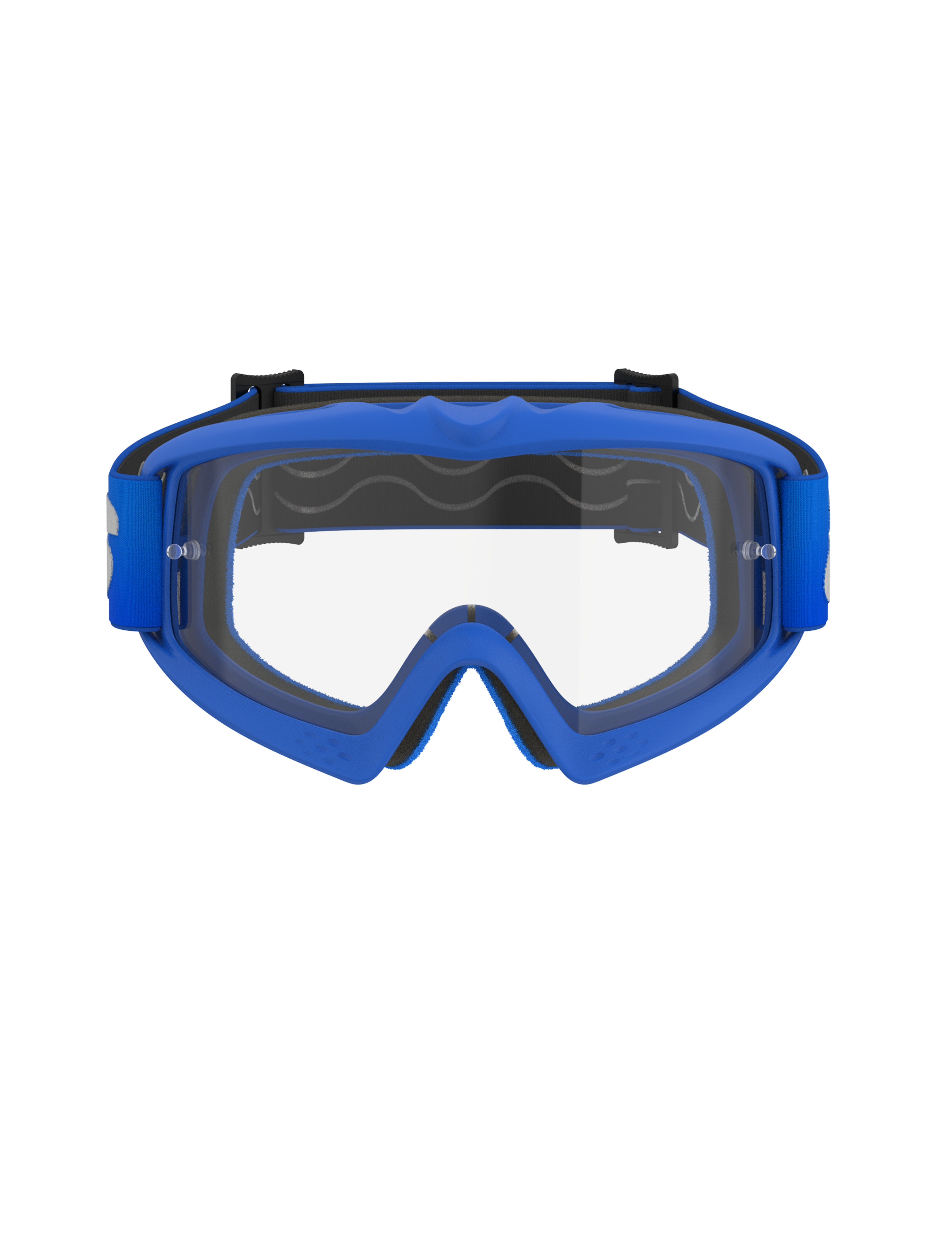 Alpinestars Vision Youth Blaze Goggles, Jugend-Motocross-Brille, blauer Rahmen mit klarer Linse, flexibler blauer A-FLEX-Rahmen, Anti-Beschlag-Polycarbonat-Linse mit Abreißstiften, passendes blaues gewebtes Brillenband, entwickelt für junge Fahrer und Offroad-Rennsport