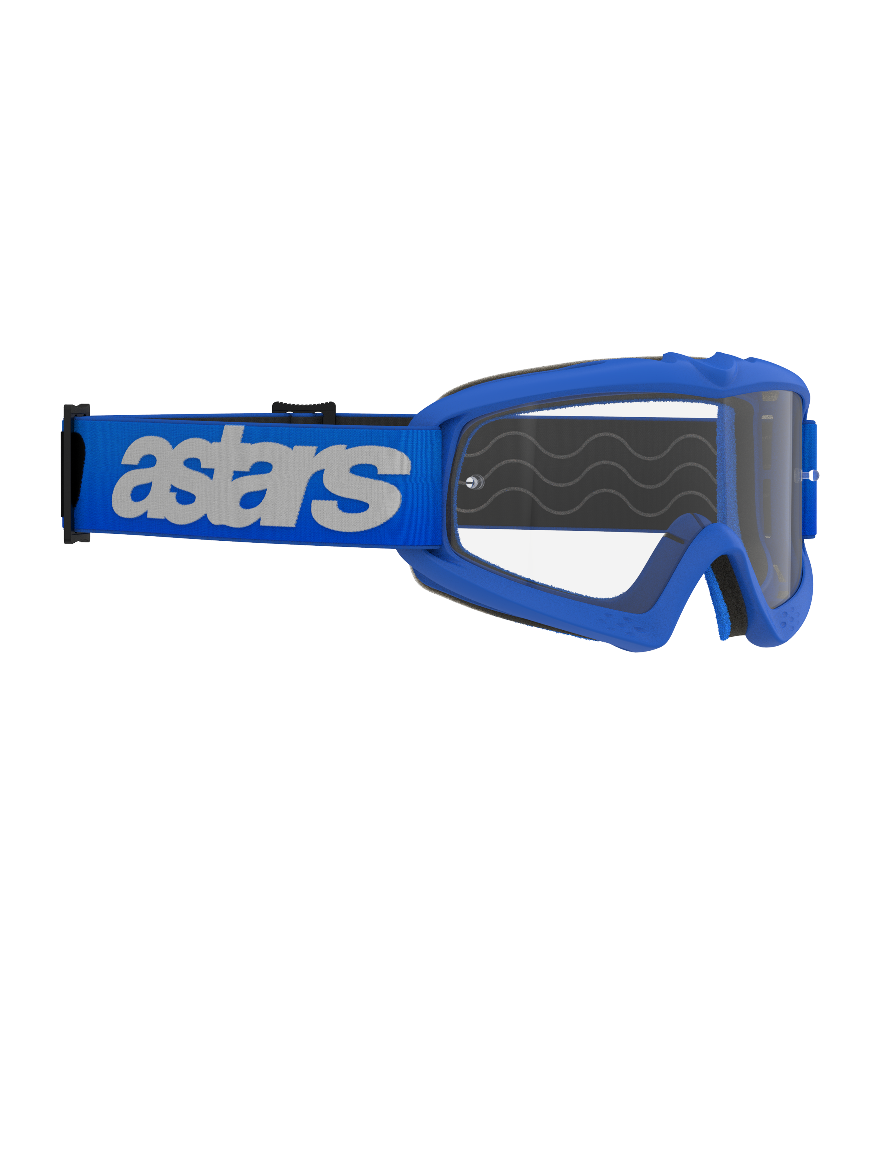Alpinestars Vision Youth Blaze Goggles, Motocross-Brille, Blau und Klar, mit blauem Rahmen und klarer Anti-Beschlag-Linse, breites blaues Brillenband mit weißem 'astars'-Logo, speziell für junge Fahrer und kleinere Gesichtsformen entwickelt, professionelle Offroad-Ausrüstung