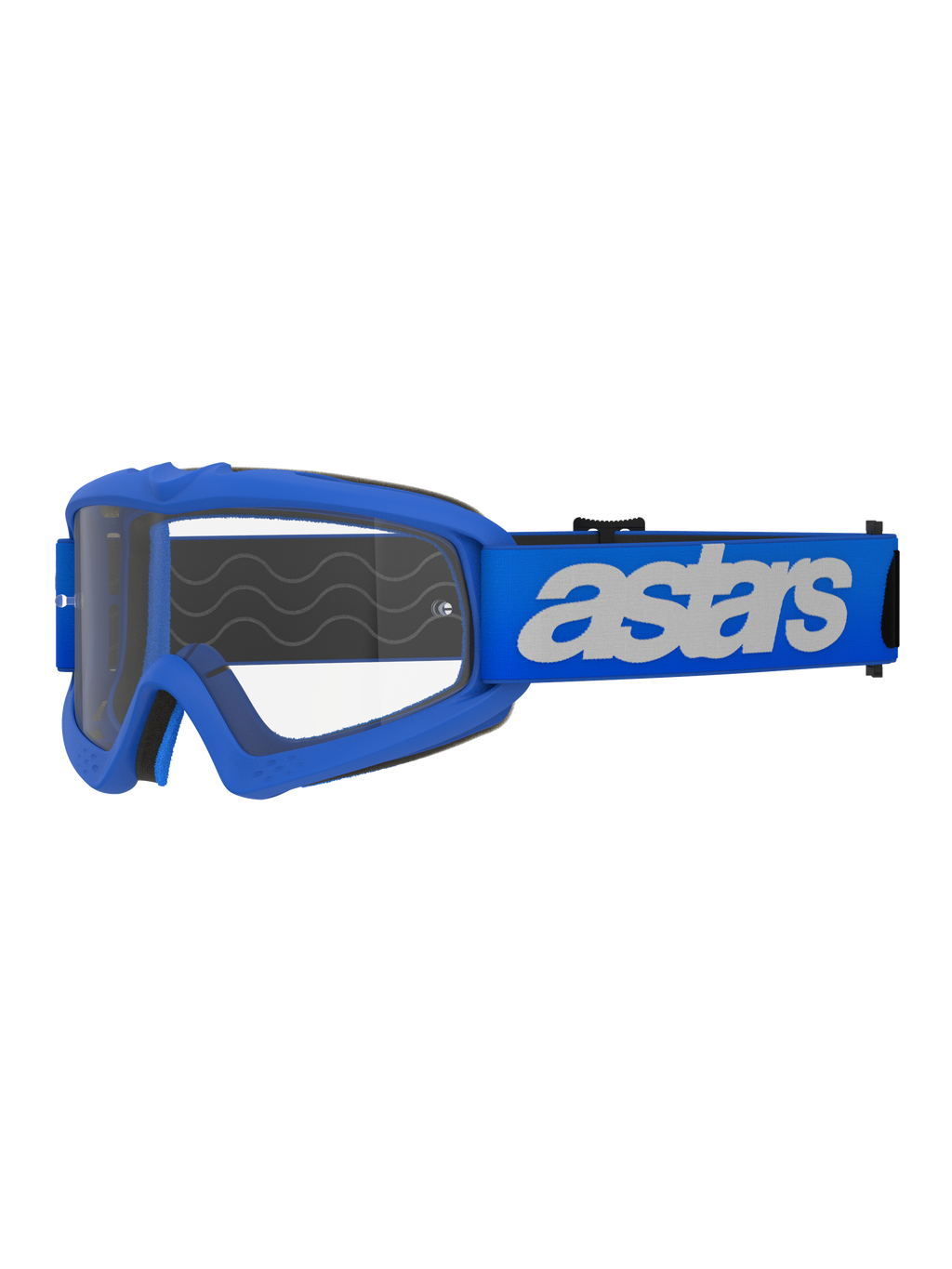 Alpinestars Vision Youth Blaze Goggles, Motocross- und Off-Road-Brille, blauer Rahmen und Band mit weißem Astars-Logo, klare Polycarbonat-Linse, jugendspezifische Passform für kleinere Helme, strapazierfähige Schutzbrille für den Rennsport