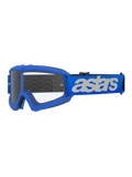 Alpinestars Vision Youth Blaze Goggles, Motocross- und Off-Road-Brille, blauer Rahmen und Band mit weißem Astars-Logo, klare Polycarbonat-Linse, jugendspezifische Passform für kleinere Helme, strapazierfähige Schutzbrille für den Rennsport