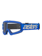 Alpinestars Vision Youth Blaze Goggles, Motocross- und Off-Road-Brille, blauer Rahmen und Band mit weißem Astars-Logo, klare Polycarbonat-Linse, jugendspezifische Passform für kleinere Helme, strapazierfähige Schutzbrille für den Rennsport