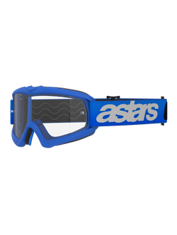 Alpinestars Vision Youth Blaze Goggles, Motocross and Off-Road Goggles, Blue frame and strap with white astars logo, clear polycarbonate lens, youth-specific fit for smaller helmets, durable protective eyewear for racing