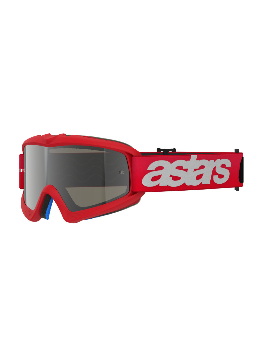Alpinestars Vision Youth Blaze Brille, Motocross-Brille, Red Mirror Silver, roter Rahmen mit silber verspiegelter Linse, breites rotes Band mit weißem Astars-Logo, professioneller Offroad-Augenschutz für junge Fahrer