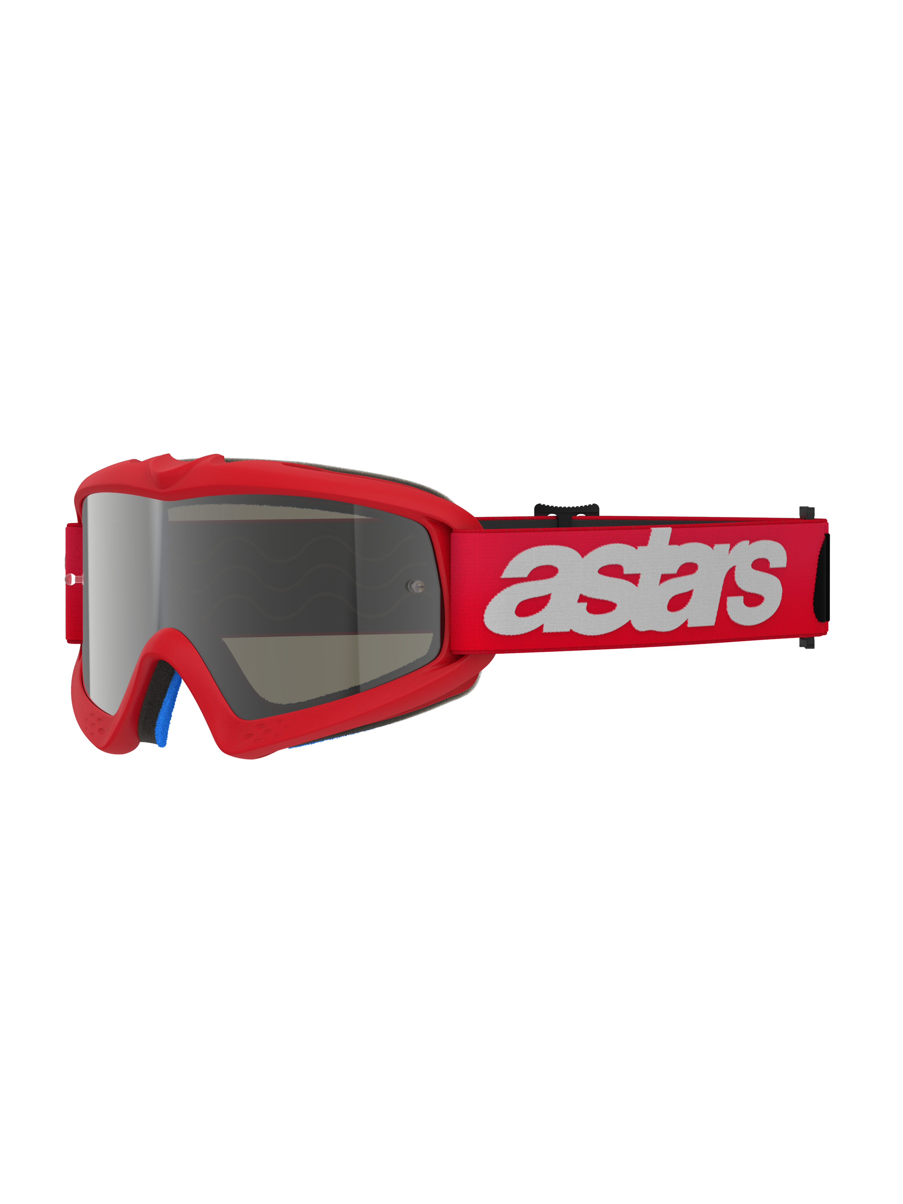Alpinestars Vision Youth Blaze Brille, Motocross-Brille, Red Mirror Silver, roter Rahmen mit silber verspiegelter Linse, breites rotes Band mit weißem Astars-Logo, professioneller Offroad-Augenschutz für junge Fahrer