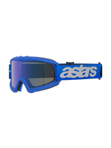 Alpinestars Vision Youth Blaze Goggles, Motocross-Brille, Blue Mirror Blue, blauer Rahmen mit blau verspiegelter Anti-Beschlag-Linse, verstellbares blaues Band mit weißem „astars“-Logo, spezialisierte Schutzbrille für junge Fahrer