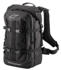 Alpinestars Rover Multi Rucksack, Adventure-Tourenrucksack, Schwarz, mit Mesh-Frontpanel, verstellbaren Kompressionsriemen mit Schnallen, gepolsterten ergonomischen Schultergurten und robuster Textilkonstruktion für das Pendeln mit dem Motorrad und Abenteuerfahrten