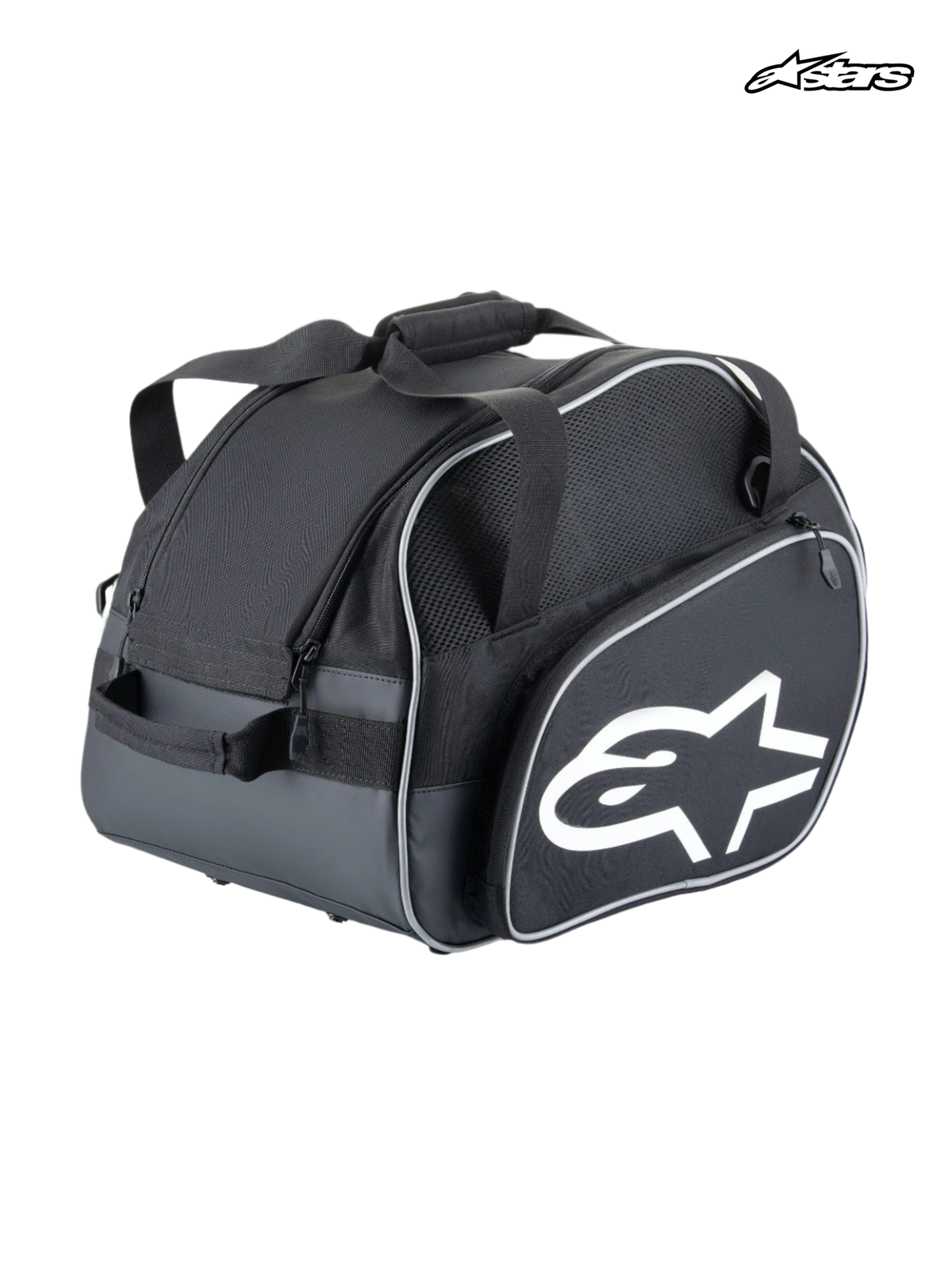 Alpinestars Flow V3 Helmtasche, Auto-Rennhelmtasche in Schwarz und Weiß, mit leichter Polyesterkonstruktion, starrem Boden und weißem Alpinestars-Logo