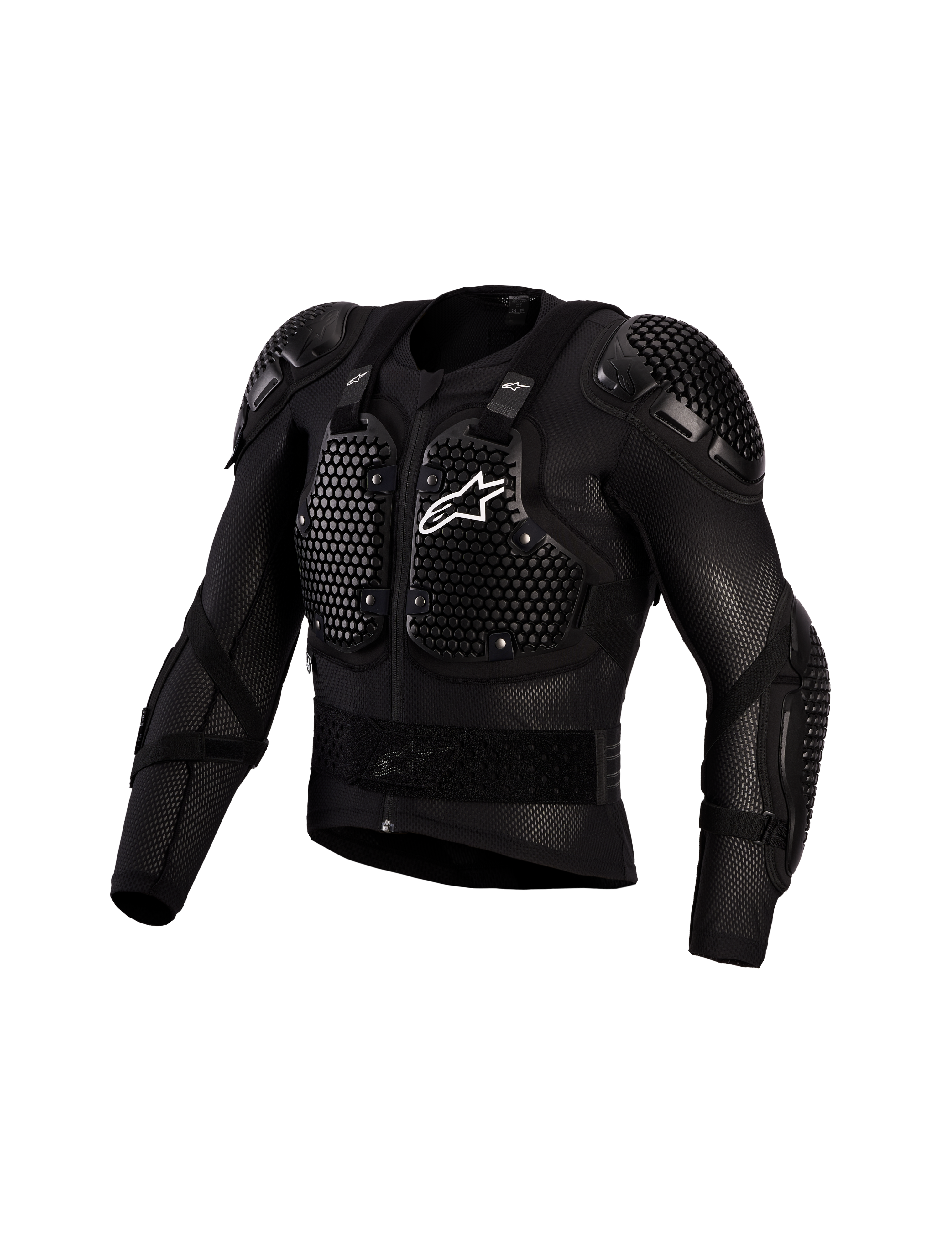 Alpinestars Bionic Action V3 Schutzjacke, Motocross-Körperschutz in Schwarz und Weiß mit CE-Level 1 A-Morph-Protektoren.
