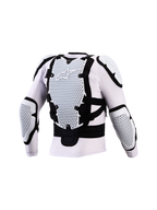 Alpinestars Bionic Action V3 Schutzjacke, Motocross-Körperschutz in Weiß und Schwarz, Rückansicht, CE-zertifizierte A-Morph Technology Protektoren an Rücken und Ellbogen, atmungsaktives Mesh.
