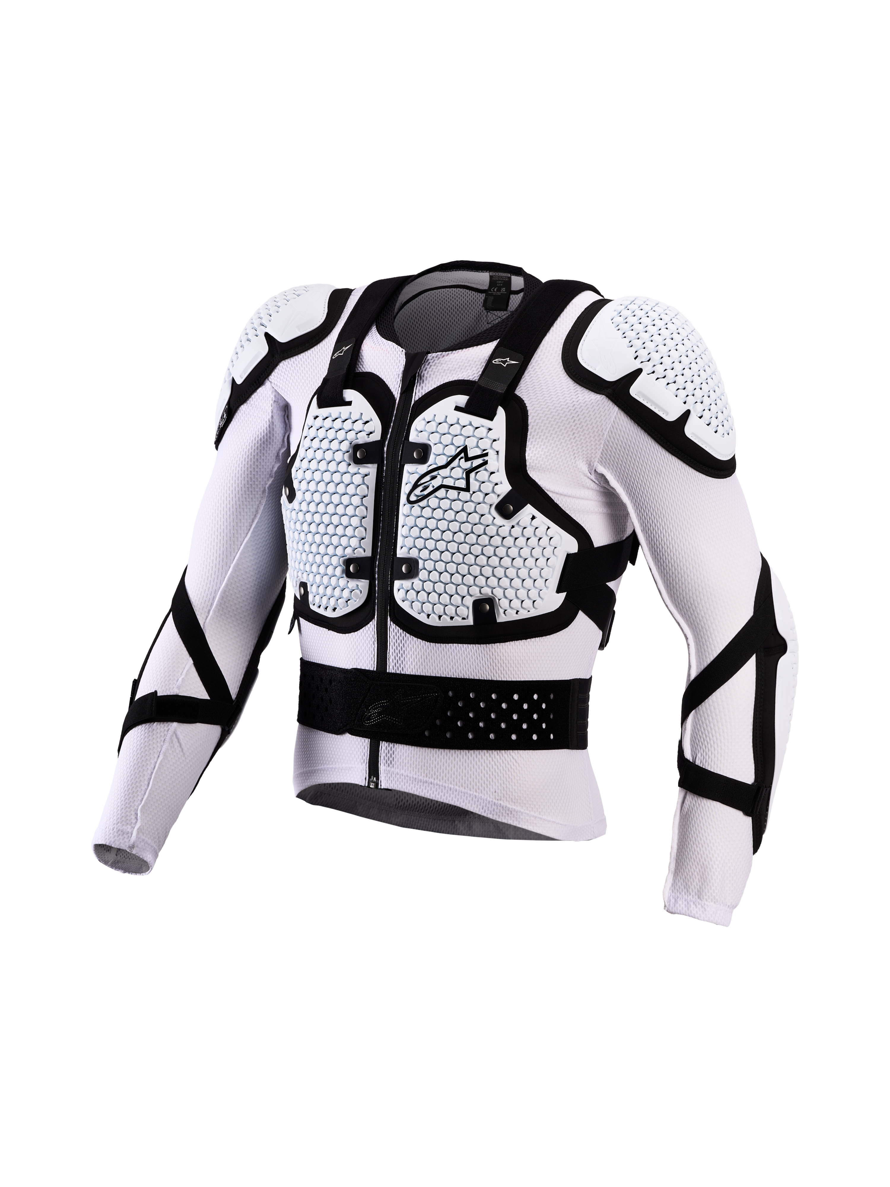 Alpinestars Bionic Action V3 Schutzjacke, Motocross-Brustschutz, Weiß und Schwarz, atmungsaktives Mesh mit A-Morph Technology.