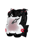 Alpinestars A-4 Plasma Chest Protector, Motorcycle Body Armor, White with Black and Red Accents, Ventilated Hard Shell Design, Adjustable Side Straps, Lightweight Off-Road Protection