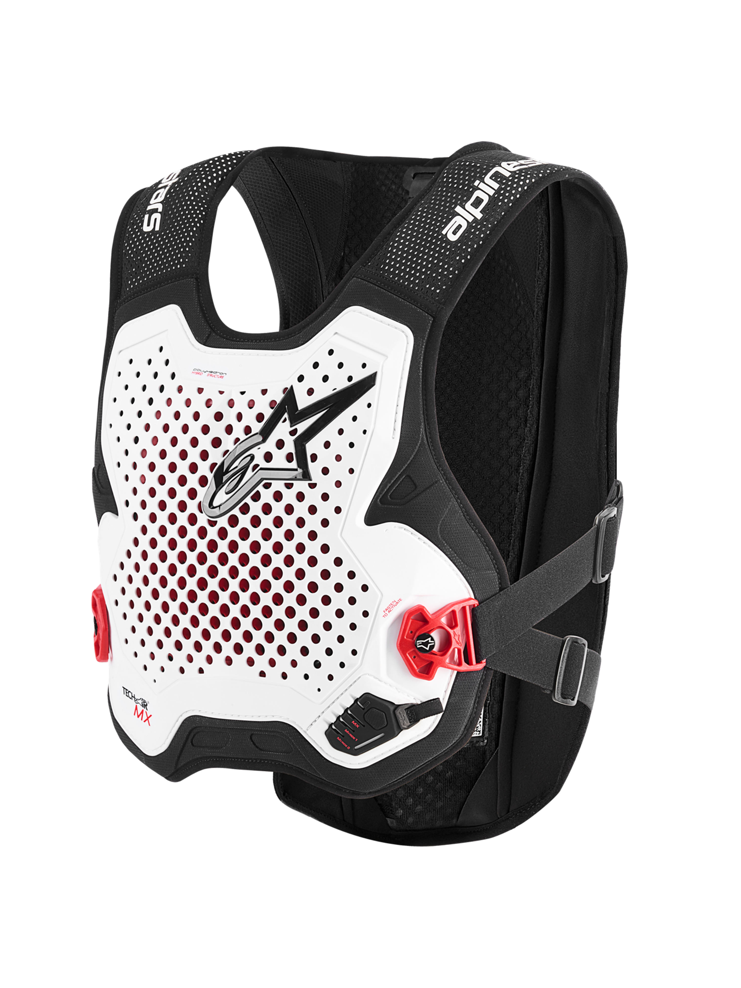Alpinestars Tech-Air® MX Airbag-System, Motocross-Schutzweste, Weiß und Schwarz, CE-zertifiziert, mit integriertem Nucleon PLASMA Rückenprotektor und atmungsaktiver Mesh-Konstruktion