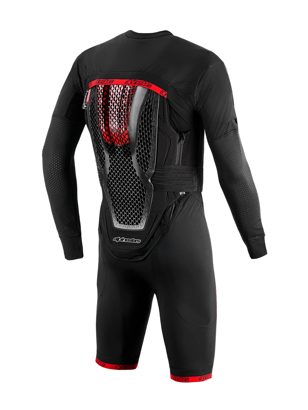 Tech-Air 10 V2 Race Airbag-System, schwarz-rote Basisschicht mit integriertem Waben-Rückenprotektor für den Rennsport.