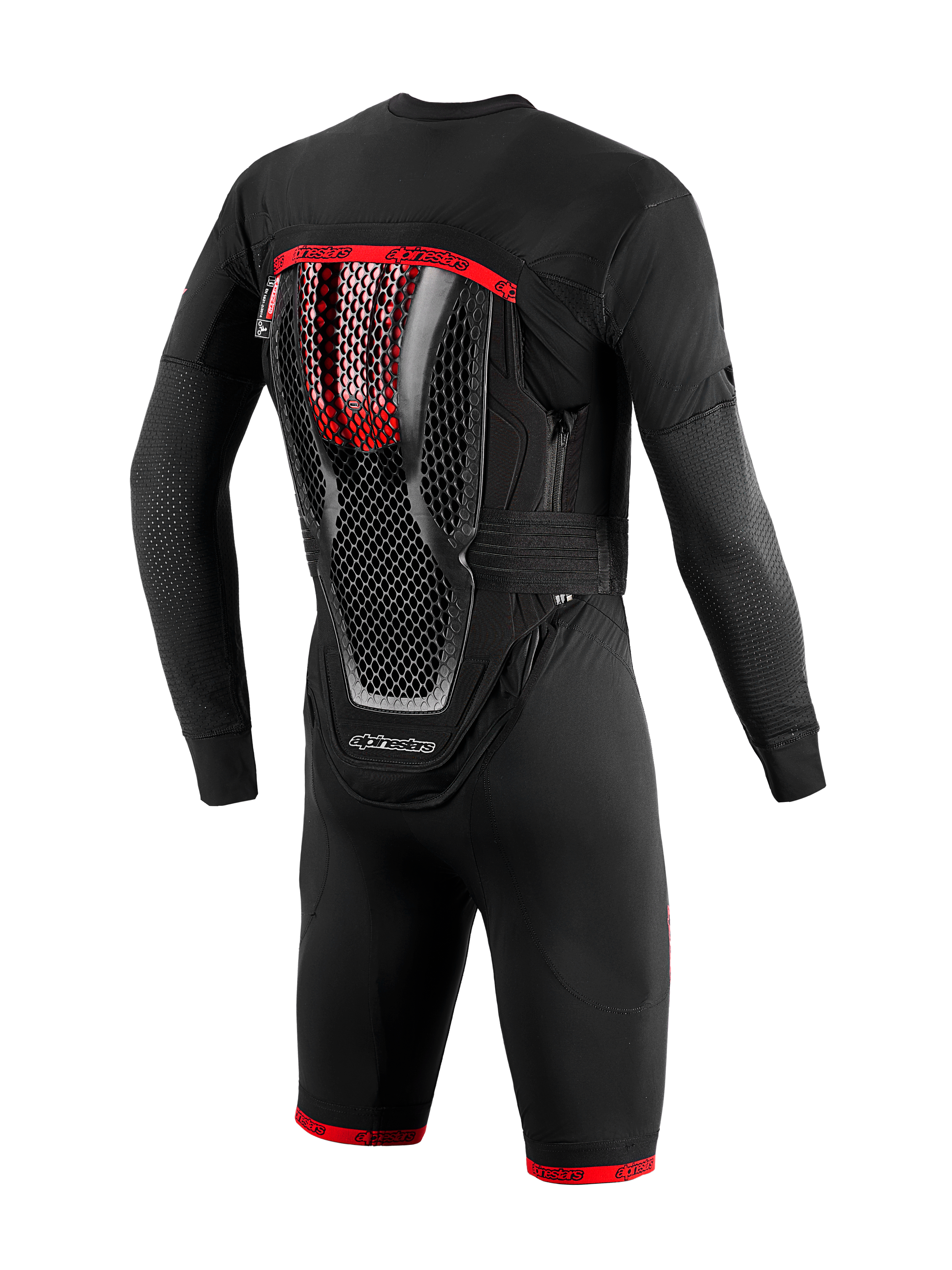 Tech-Air 10 V2 Race Airbag-System, schwarz-rote Basisschicht mit integriertem Waben-Rückenprotektor für den Rennsport.