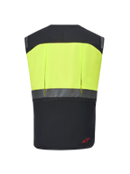 Alpinestars Tech-Air® 3 V2 System, Motorrad-Airbag-Weste, Schwarz und Neongelb, Rückansicht mit neongelbem Oberbereich und reflektierendem horizontalem Streifen, schlanke und leichte Schutzausrüstung für Touren und Pendelfahrten