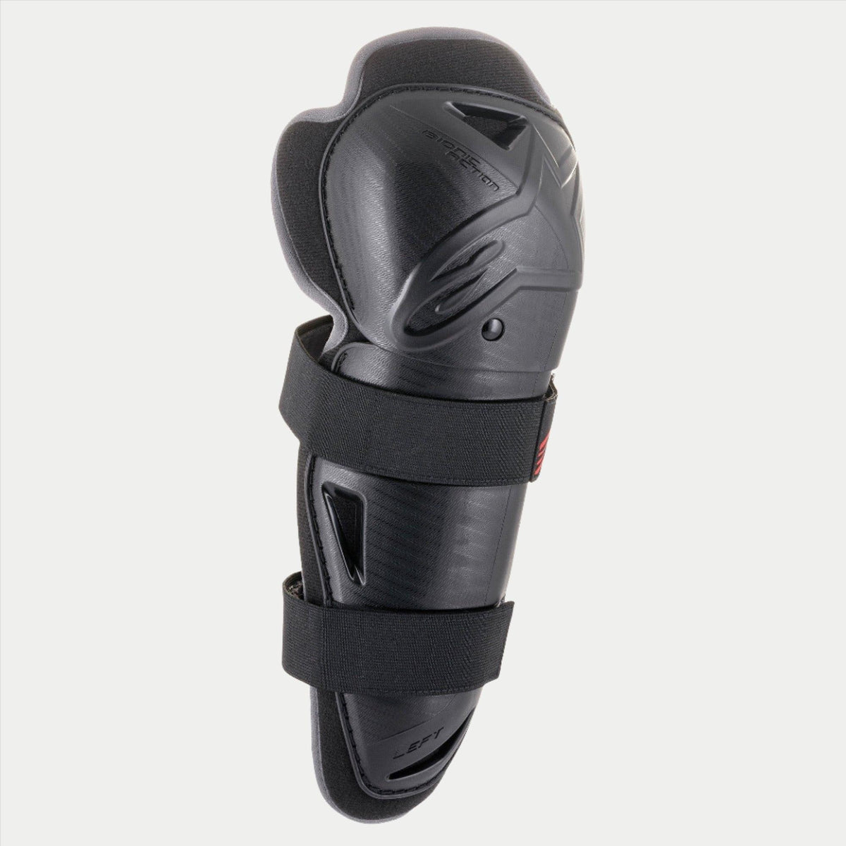 Alpinestars Jugend Bionic Action Knieprotektor, Schwarz, einzelner Protektor mit doppelten elastischen Gurten, ergonomische asymmetrische Kunststoffschale mit geprägtem Logo, schützende Motocross- und Offroad-Ausrüstung für junge Fahrer