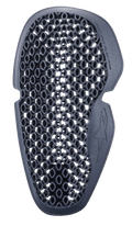 Alpinestars Nucleon Flex Pro Elbow Protector, Anthracite gray, honeycomb cell ventilation pattern, contoured ergonomic shape with embossed logo, flexible impact protection insert for motorcycle gear