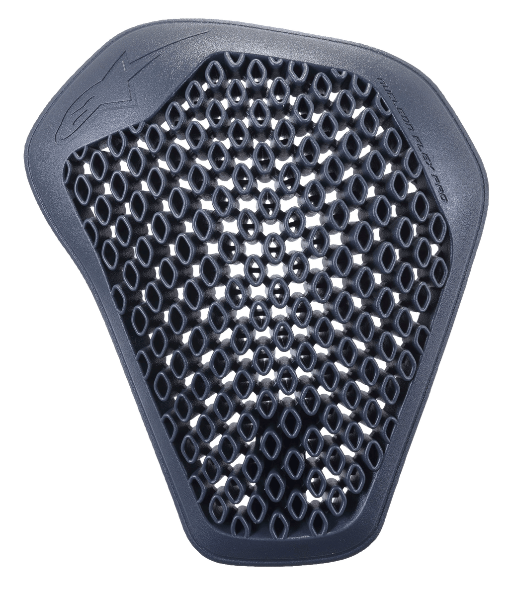Alpinestars Nucleon Flex Pro Shoulder Protector, Anthracite, featuring a highly ventilated open-structure design, flexible and lightweight ergonomic construction for motorcycle impact protection