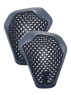 Alpinestars Nucleon Flex Pro Shoulder Protectors, pair of anthracite gray inserts with honeycomb cell structure, lightweight and ventilated ergonomic design for motorcycle riding jackets.