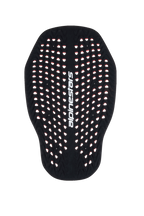 Alpinestars Nucleon Plasma Rückenprotektor-Einsatz, Motorrad-Rückenprotektor in Schwarz und Rot, hochperforierte Wabenstruktur für Belüftung, vertikaler weißer Alpinestars-Schriftzug, leichter und anpassungsfähiger Level 2 CE-zertifizierter Aufprallschutz