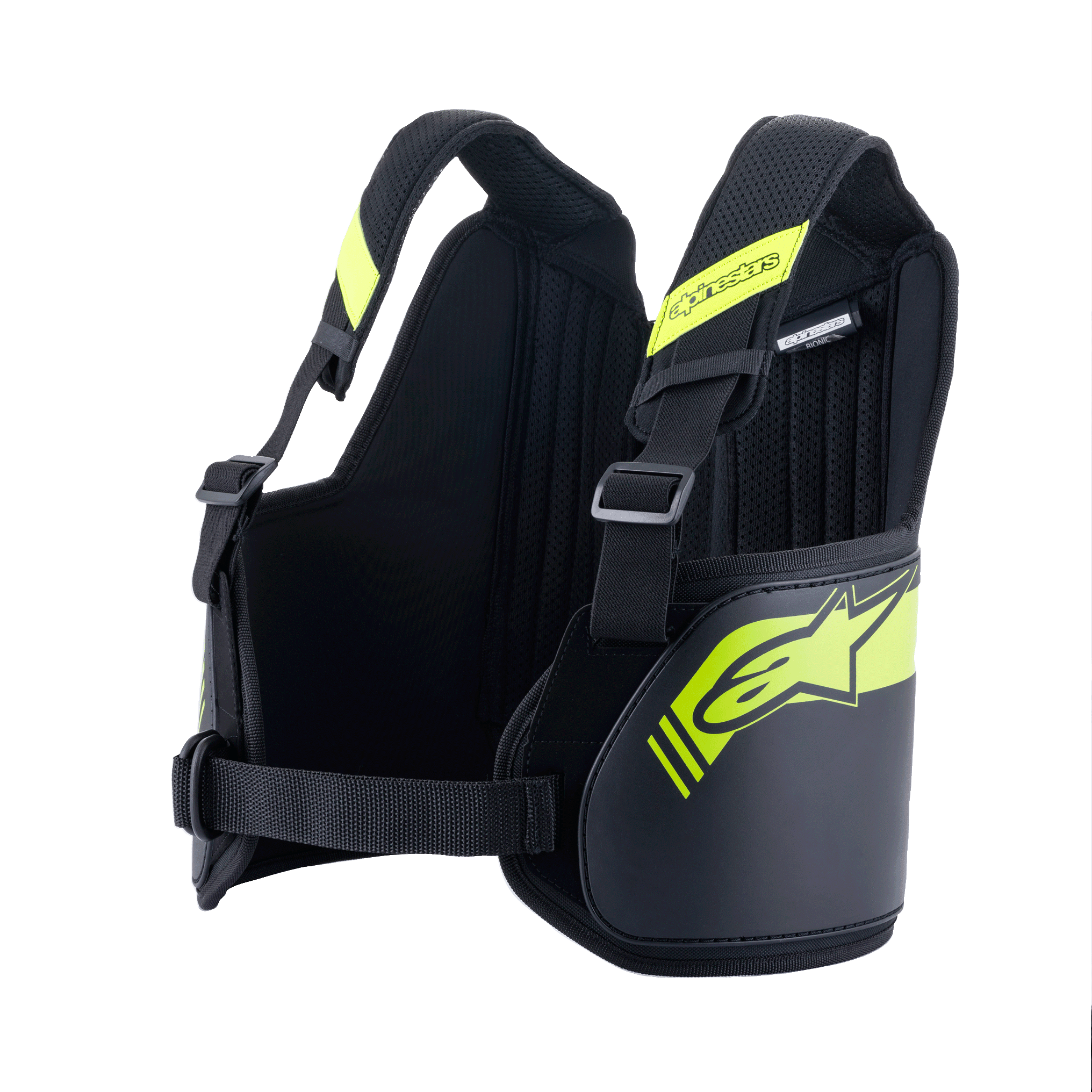 Alpinestars Bionic Rib Support, Karting-Rippenschutz, Schwarz und Gelb Fluo, mit verstellbaren Gurten und zentralem Brustgurt, atmungsaktives Mesh-Innere mit gepolsterten Paneelen, ergonomisches Design für Schutz im Kartsport