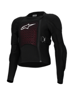 Alpinestars Bionic Plasma LT Jugend-Schutzjacke, Schwarz und Rot, Motorrad-Schutzausrüstung, gepolsterte Schultern und Ellbogen, versetzter Frontreißverschluss, verstellbare Seitenriemen, strukturiertes Brustpaneel mit weißem Logo