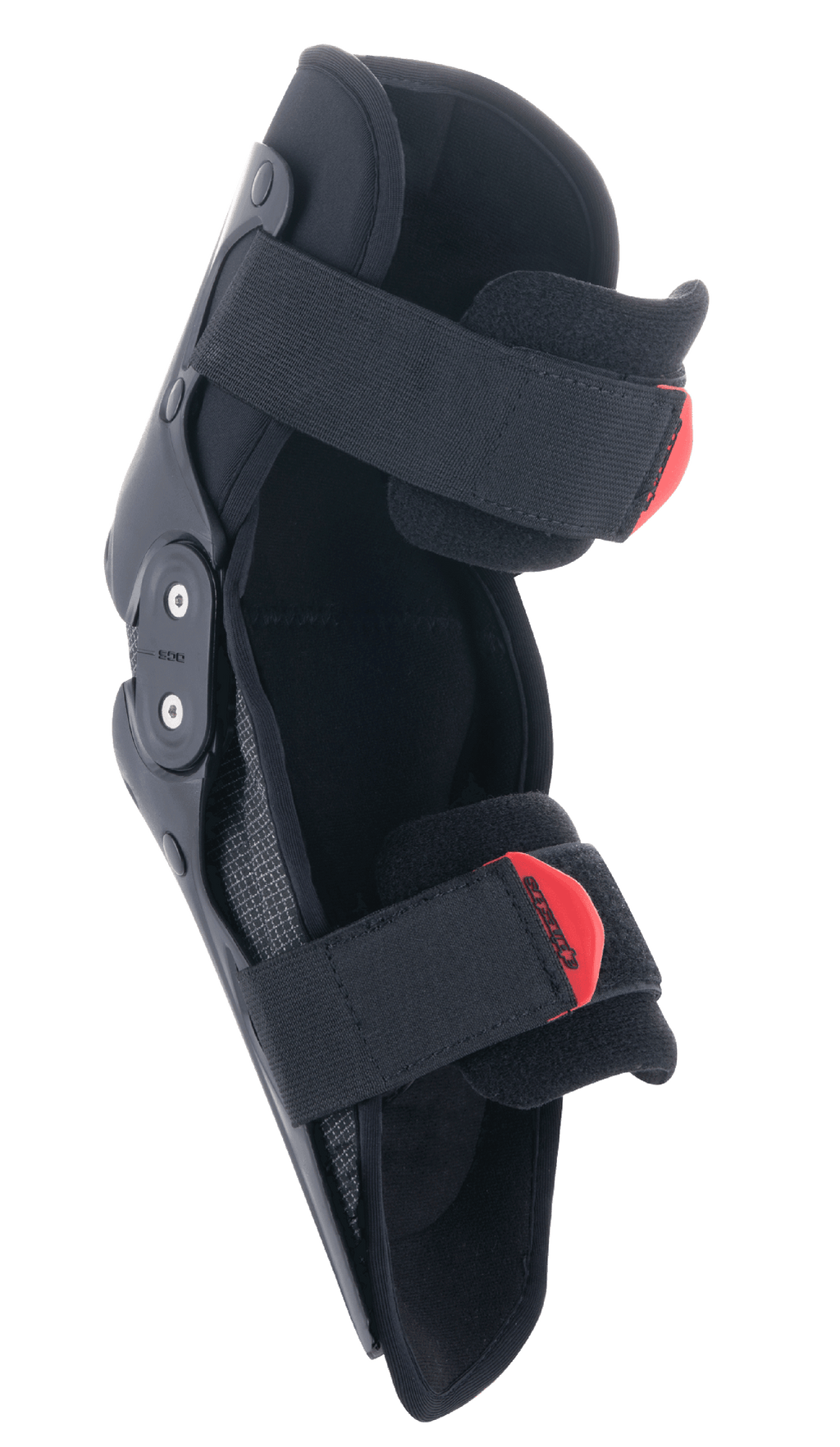 Alpinestars Jugend SX-1 Knieschoner, Motocross-Knieschutz, Schwarz und Rot, mit einem dualen Drehgelenksystem und verstellbarem Doppelgurtsystem mit roten Verschlusslaschen, leichter und strapazierfähiger Schutz für junge Offroad-Fahrer.