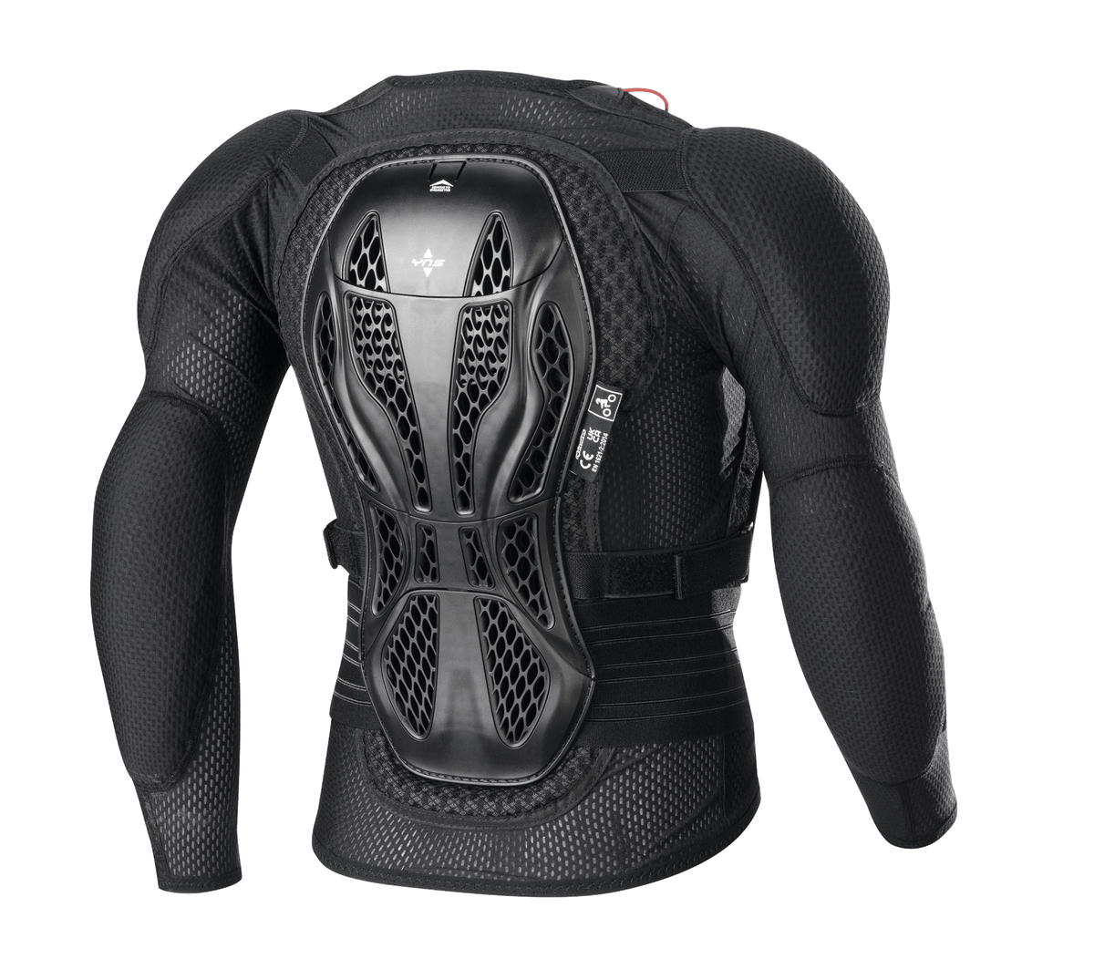 Alpinestars Jugend-Bionic Action V2 Schutzjacke, Schwarz, Rückansicht, dreiteiliger Cell Technology Rückenprotektor, hochbelüftetes Mesh-Gewebe, integrierter Schulter- und Ellbogenschutz, Schutzausrüstung für den Jugend-Offroad-Sport