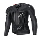Alpinestars Youth Bionic Action V2 Schutzjacke, Motocross-Protektorenjacke, Schwarz mit weißen Logos und roten Akzenten, Wabenmuster-Belüftung an Brust und Schultern, verstellbarer Taillengurt, strapazierfähiger Aufprallschutz für junge Fahrer