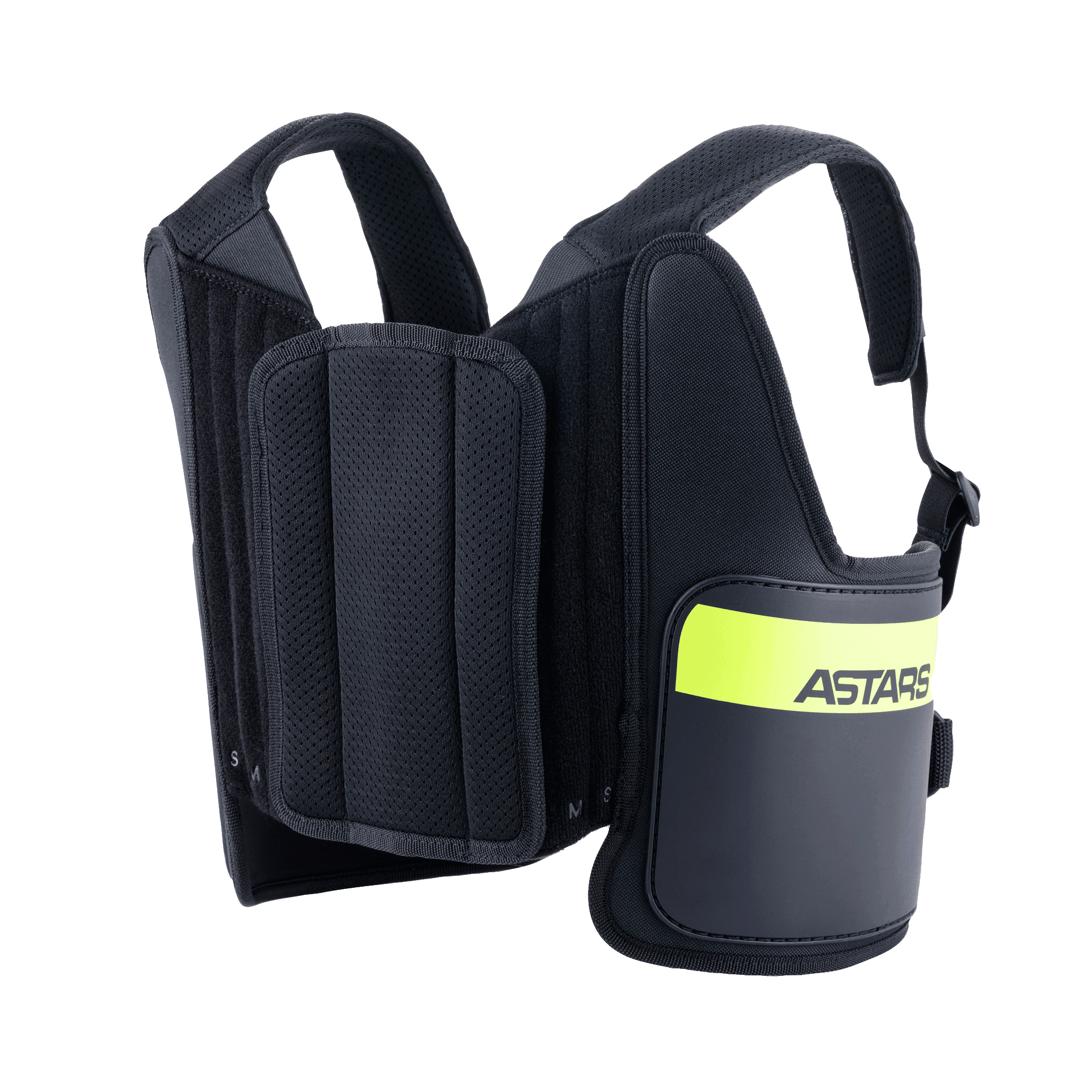 Alpinestars Youth Bionic Rippenschutz, Karting-Rippenprotektor, Schwarz und Gelb Fluo, mit verstellbaren Mesh-Schultergurten, gepolsterten Seitenteilen mit leuchtend gelbem fluoreszierendem Band und ASTARS-Branding, ergonomisches Design für den Schutz beim Kartrennsport