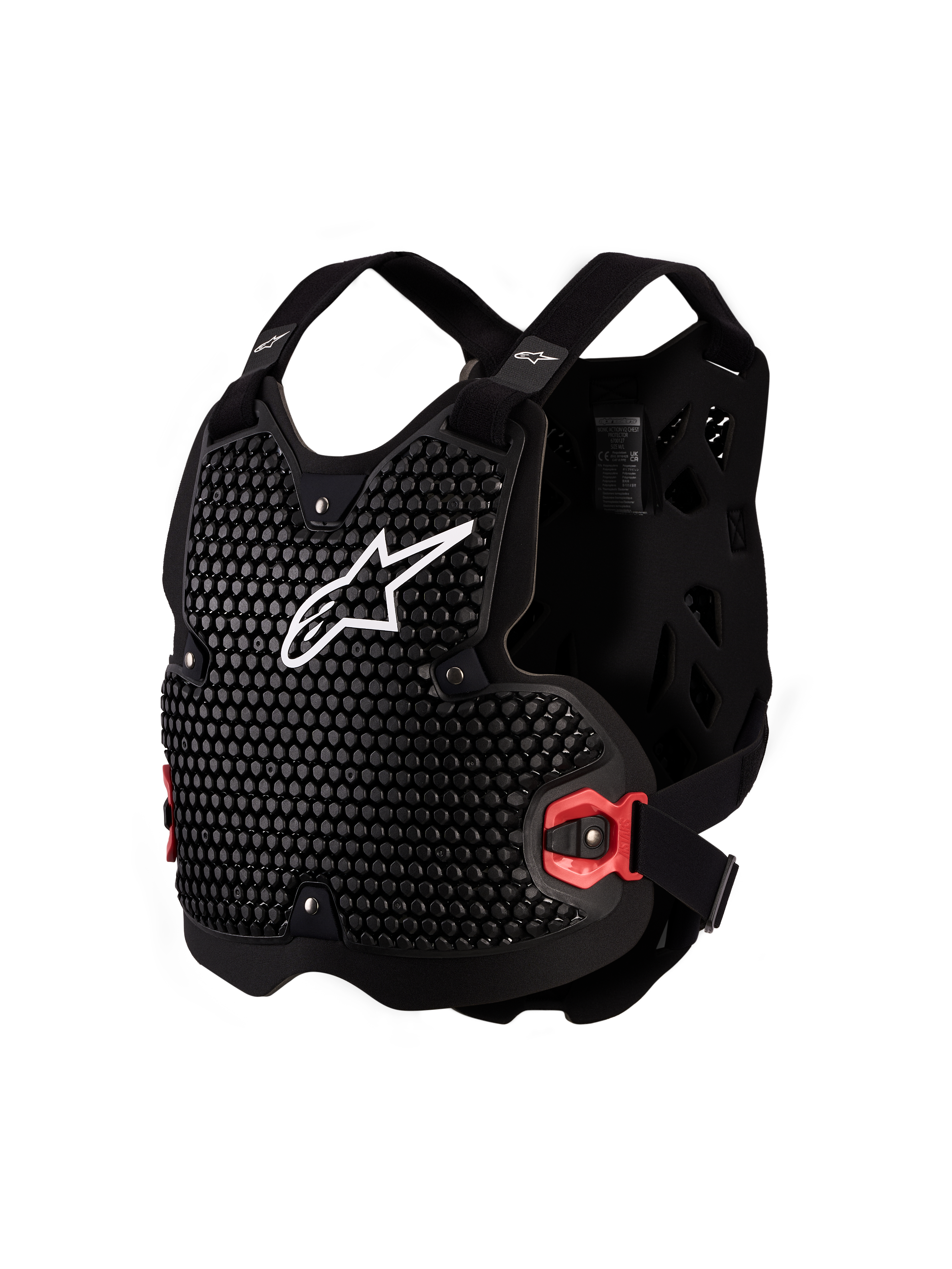 Alpinestars Bionic Action V2 Brustschutz, MX-Körperschutz, Schwarz und Weiß, CE-zertifiziert Level 1, A-Morph Technologie.