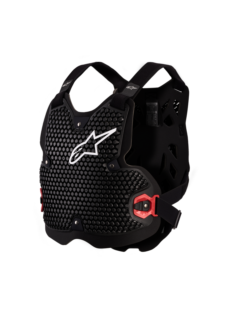 Alpinestars Bionic Action V2 Chest Protector, Black and White MX armor, CE Level 1 certified with A-Morph technology.