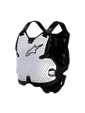 Alpinestars Bionic Action Chest Protector for Motocross, White and Black, featuring ventilated CE Level 1 A-Morph Technology.