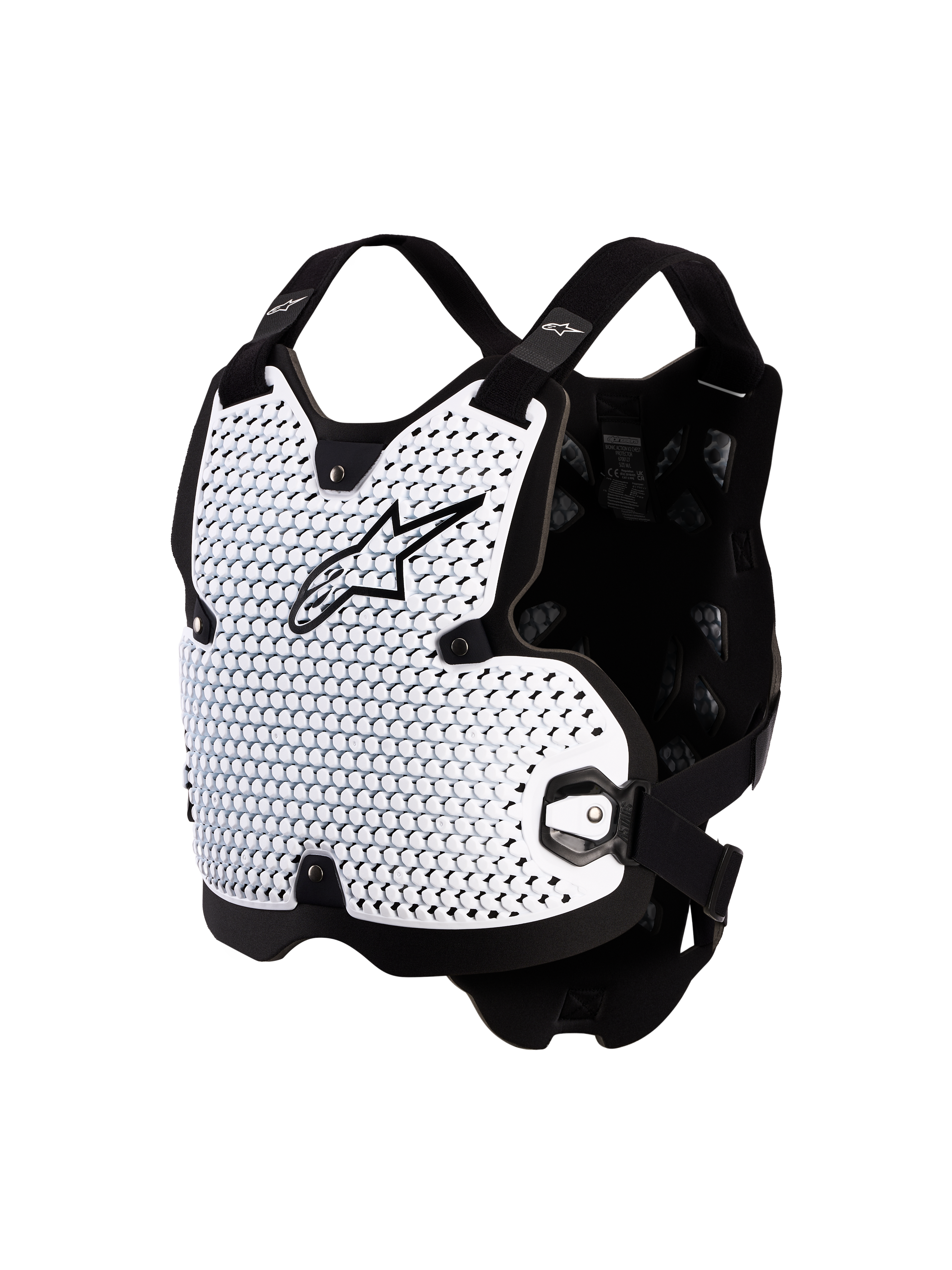 Alpinestars Bionic Action Brustschutz, Motocross-Schutzausrüstung, Weiß und Schwarz, CE-Level-1 A-Morph Technologie