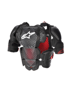 Alpinestars A-10 V2 Vollständiger Brustschutz, Motocross Körperschutz, Anthrazit Schwarz und Rot, mit perforierten Brust- und Schulterplatten, rotem Waben-Futter und weißem Alpinestars-Logo auf der Brust