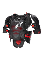 Alpinestars A-10 V2 Vollständiger Brustschutz, Motocross Körperschutz in Anthrazit Schwarz und Rot mit perforierter Brustplatte und weißem Alpinestars-Logo, verstellbarem Schulterschutz und CE Level 2-Zertifizierung