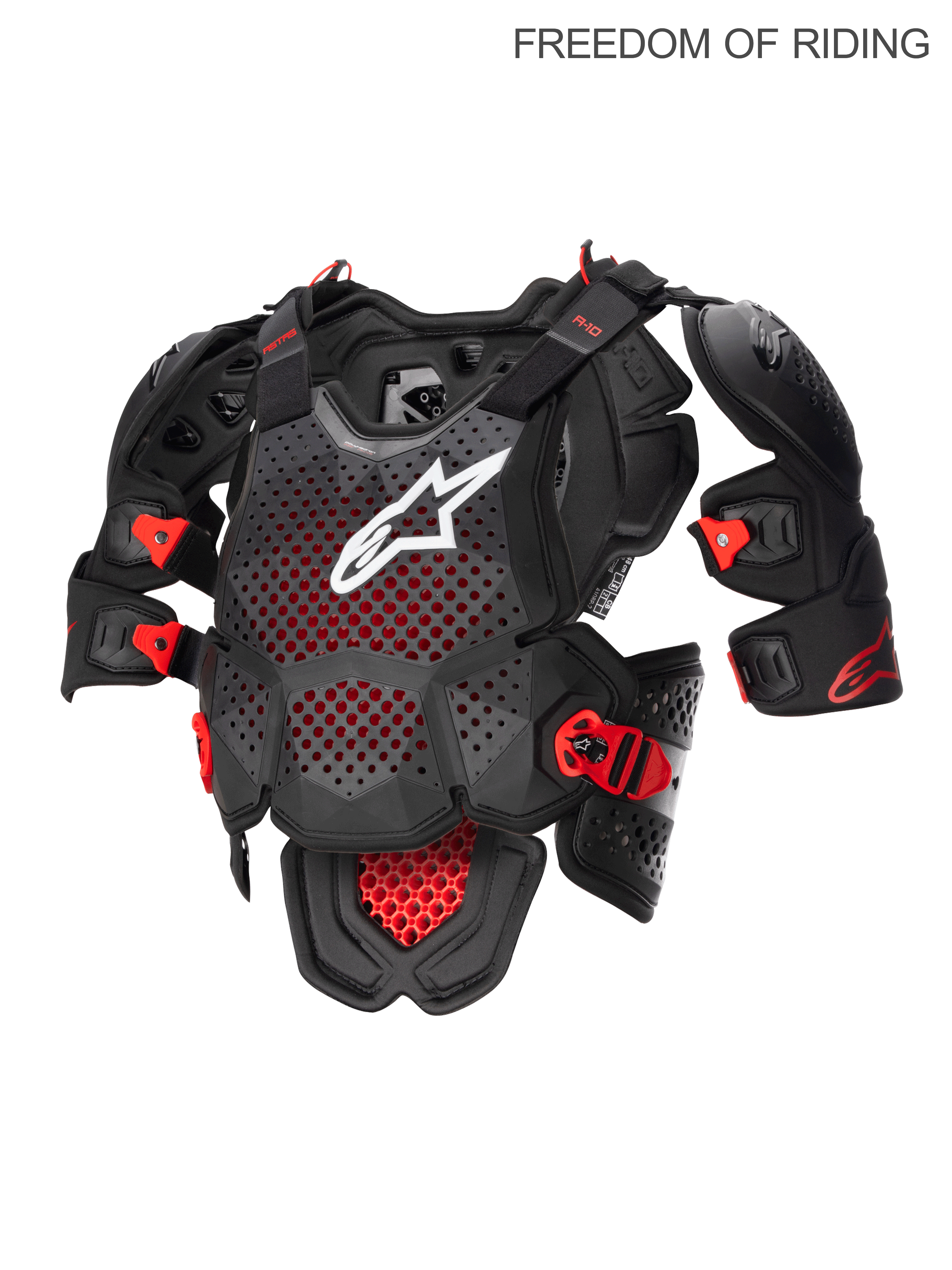 Alpinestars A-10 V2 Vollständiger Brustschutz, Motocross und Offroad Körperschutz für Herren, Anthrazit Schwarz und Rot, CE Level 2 zertifiziert, Polyeder-Hybrid-Technologie mit hochbelüfteter Struktur und integrierten Schulterprotektoren für maximalen Aufprallschutz.