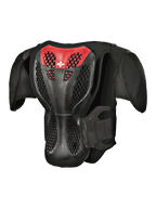 Alpinestars Jugend-A-5 S Körperpanzer, Rückansicht, Schwarz und Rot, mit schützender Gitterstruktur-Rückenplatte, belüfteter Wabenstruktur und integrierten Schulterprotektoren für Offroad-Motocross-Schutz