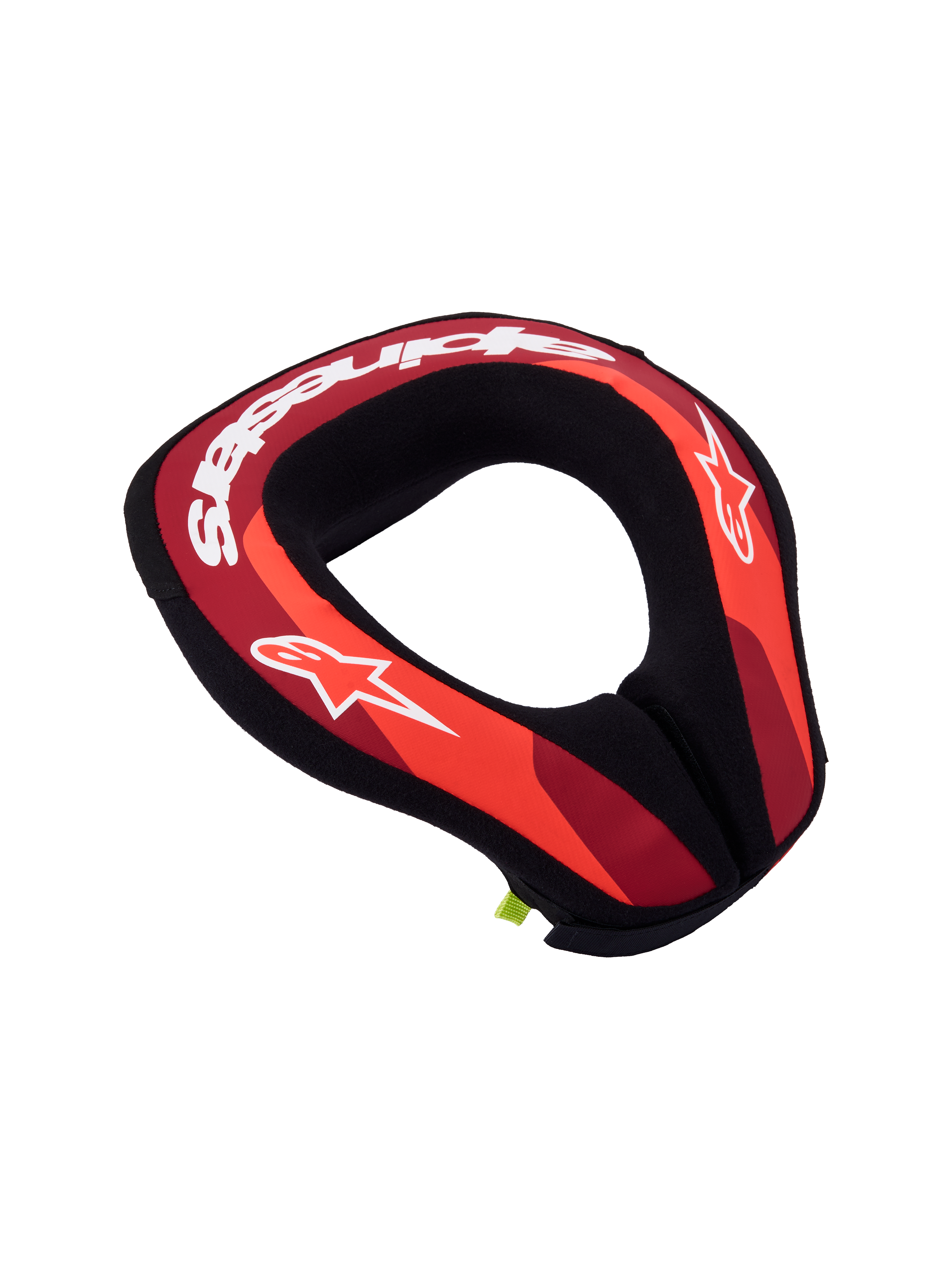 Alpinestars Sequence Jugend-Nackenprotektor, rot-schwarzer Motocross-Nackenschutz für Kinder mit weißen Logos.